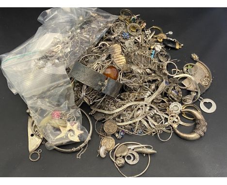 A job lot of 925 sterling silver and white metal items for scrap purposes