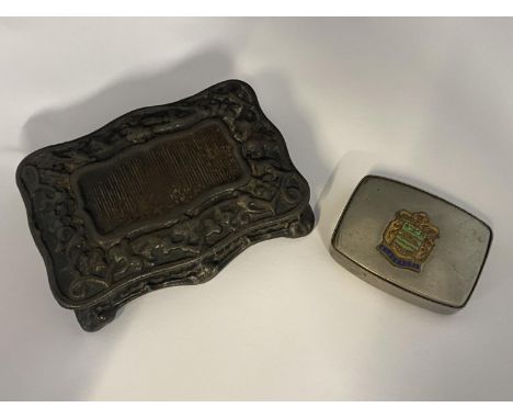 A Georgian metal snuff box dated 1806 with a vesta case