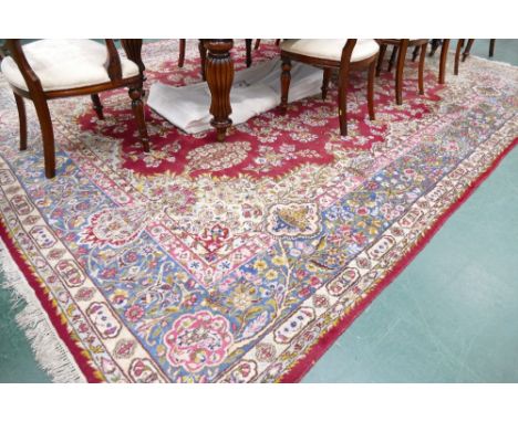 20th century wool carpet, square of Eastern floral design, 400 x 313 cm