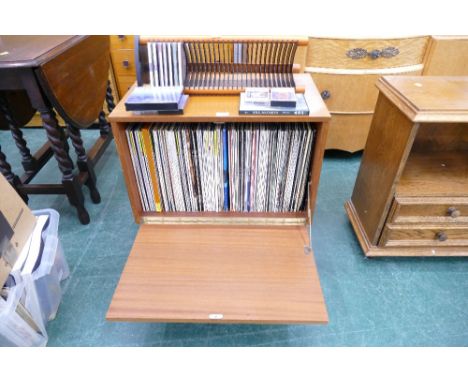 1960's/70's teak record cabinet with selection of LP's and extra later CD rack