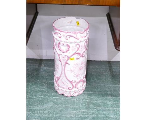 Pink and white ceramic stick stand, 45 cm high 