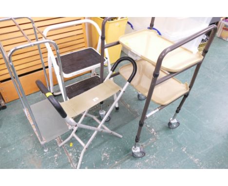Modern garden stool/step stool with chrome frame
