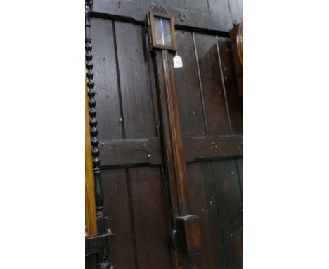 18th century mahogany stick barometer with paper register and earlier paper register beneath, later alterations, 92 cm high