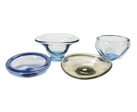 1960's Holmegaard smoke glass bowl, oval form, etched Holmgaard and dated 1962 to base.  28.5 cm wide together with a second 