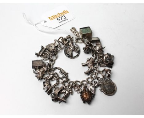 Sold at Auction: Vintage 1970s 925 Sterling Silver charm bracelet with  heart padlock clasp (67g)