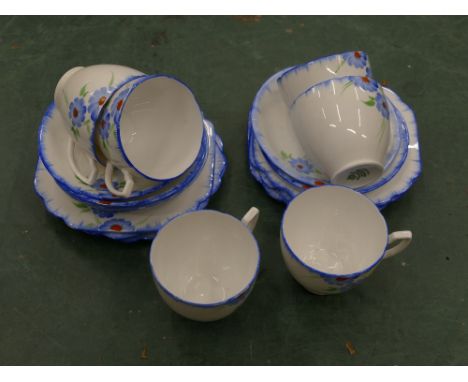 Melba Bone China blue floral patterned part tea set