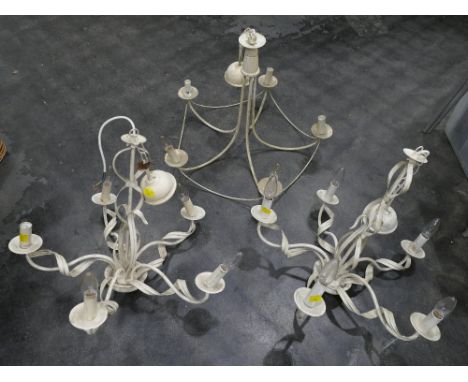Three metal cream shabby chic style light fittings