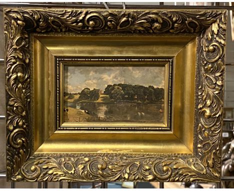 FOLLOWER OF JOHN CONSTABLE ''WIVENHOE PARK'' OIL ON BOARD 8CM  X 14CM