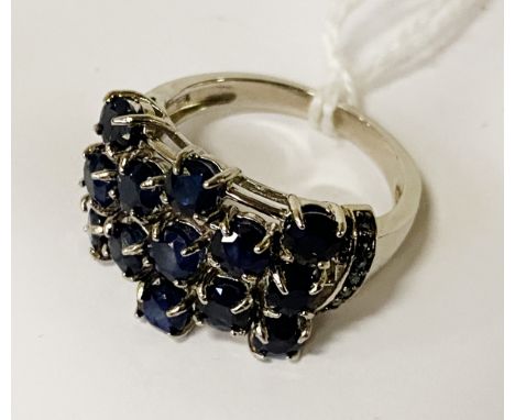 SAPPHIRE RING IN SILVER - SIZE Q/R