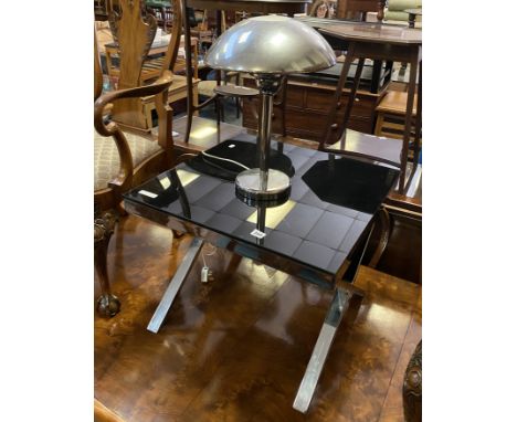CHROME &amp; GLASS SIDE TABLE &amp; LAMP