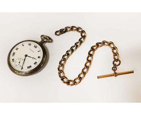 SILVER WALTHAM FOB WATCH WITH CHAIN