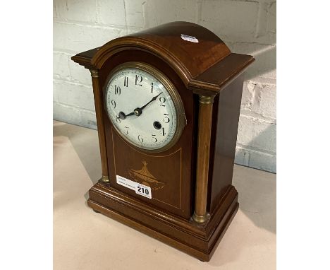 LARGE INLAID NEOCLASSICAL MANTLE CLOCK