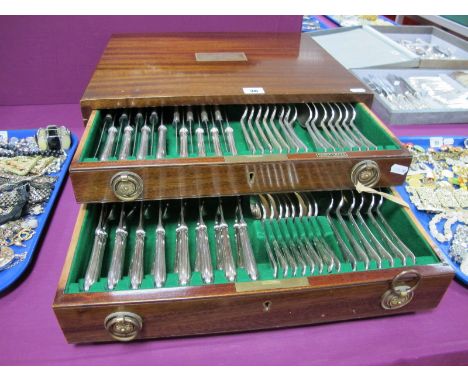 A Mappin &amp; Webb Eight Setting Canteen of Plated Cutlery, including fish knives and forks, serving spoons, salad servers e