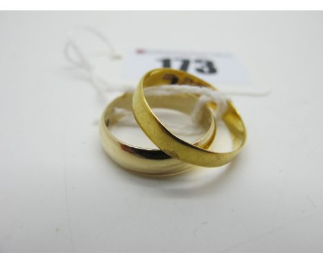 A 9ct Gold Plain Wedding Band, (finger size L) (2.5 grams); together with a 22ct gold plain wedding band (finger size O½) (1.