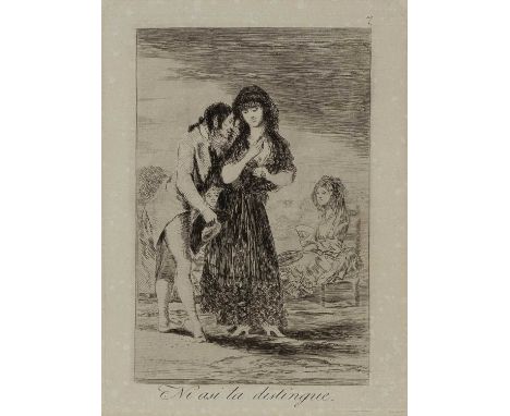 Francisco Goya (Spanish 1746-1828)Ni Asi La Distingue (Even Thus He Cannot Make Her Out)Etching and aquatint, plate 7 from Lo
