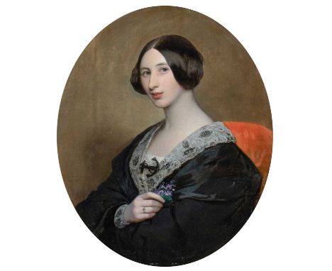 Giovanni Battista Canevari (Italian 1789-1876)Portrait of Geraldine Laura Hutchings (1811-1869), half-length, wearing a black