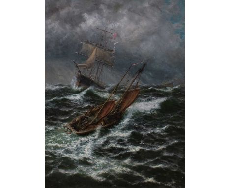 Thomas Rose Miles (1844 - 1916)Fresh Gale in the North SeaSigned T R Miles (lower left) and further signed and inscribed "Fre