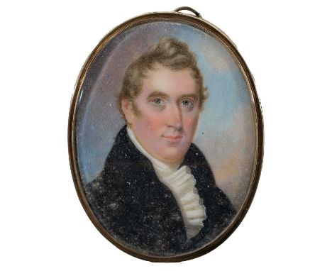 λ English School c.1800Portrait miniature of a gentleman, wearing a black coatOval in a gilt metal frame58 x 45mm
