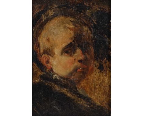 Italian School 18th CenturyTronie of a man wearing a head scarfOil on paper laid on panel14.8 x 10.8cm; 5¾ x 4¼in