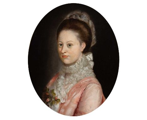 Follower of Anglica KauffmanPortrait of a lady, half-length, wearing a pink dressOil on canvas76.4 x 63.8cm; 30 x 25in, frame