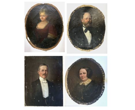 1. Seitlich gegebenes Halb - Bildnis der „Margaretha Kunigunde v. Bismarck + 1714“ (Bezeichnung in roter Farbe im linken Bild