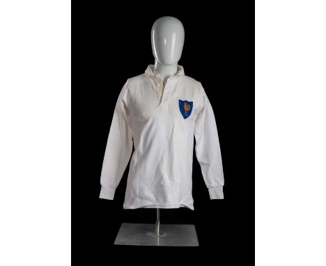 PIERRE VILLEPREUX | FRANCE | 1969Jersey match-worn for Pierre Villepreux (b.1943) in all-white with shield shaped blue crest 