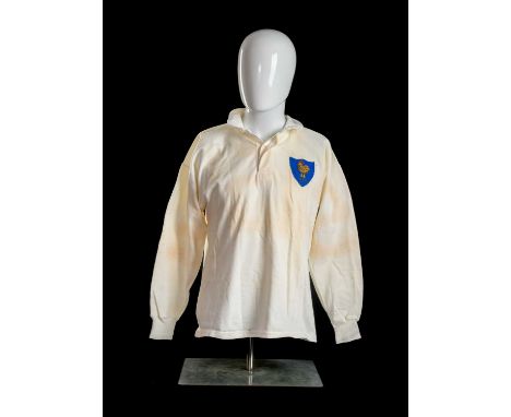 JEAN-MICHEL AGUIRRE | FRANCE | 1973Jersey match-worn for Jean-Michel Aguirre (b.1943) in all-white with shield shaped blue cr