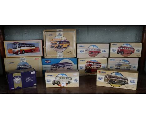 Collection of Corgi diecast buses in original boxes 