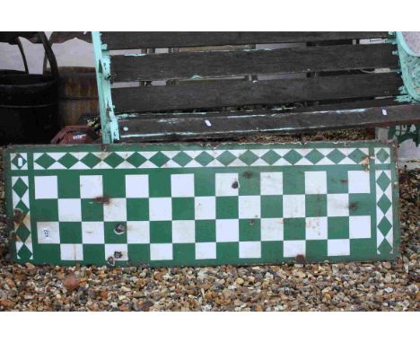 Vintage French Enamel Green and White Splashback, 122cms x 38cms 