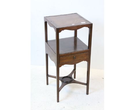 George III Mahogany Square Washstand, with pot shelf and drawer, 35cms wide x 80cms high 