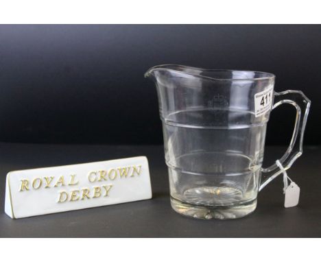 Royal Crown Derby Ceramic Shop Display Advertising Plaque together with a WW2 era RAF Officers Mess Water Jug 