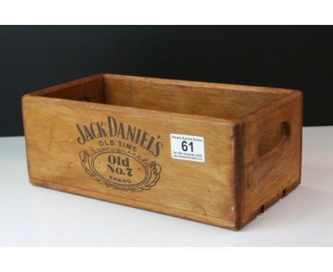 Wooden Trug / Hamper Box marked to sides ' Jack Daniels Old No. 7 Brand ', 28cms long 
