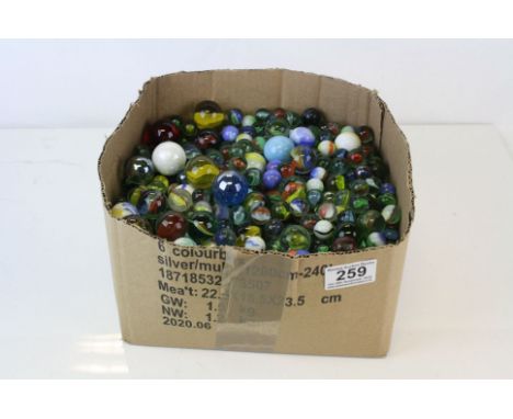 A large collection of vintage and contemporary marbles. 