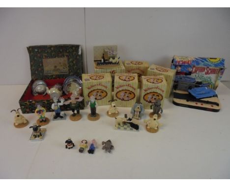 Collection of Wallace and Gromit Toys, some Boxed together with Captain Scarlett Talking Alarm Clock (in tatty box) and a Vin