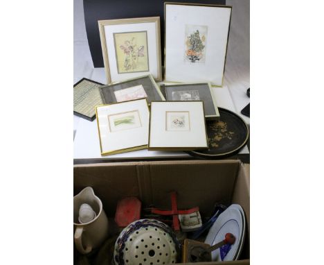 Mixed Lot including Kitchen Scales, Coffee Grinder, Ceramics and Pictures 