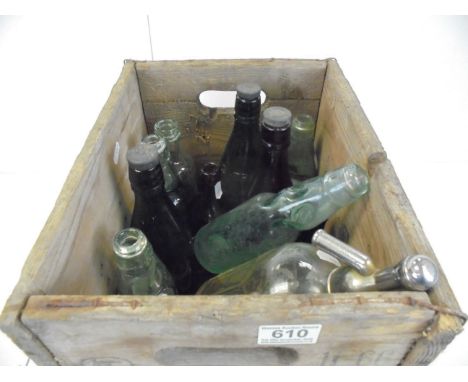 Local Trowbridge interest - Vintage Wooden Ushers of Trowbridge Crate together with Avon, Trowbridge Soda Syphon (a/f) plus T