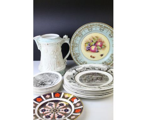 Mixed Lot of Ceramics including Burleigh ' Queen's Coronation ' Relief Jug, 11 Wedgwood ' World Wildlife Fund ' Plates, Royal