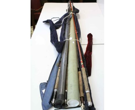 Five Fishing Rods including a Drennan two piece lure/fly rod, vintage Dunwich fly rod, a Shakespeare President Fly rod togeth