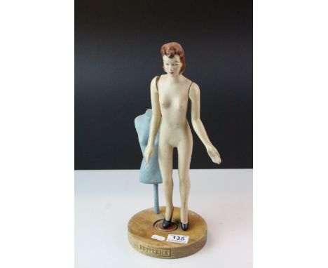Painted Wooden Advertising Shop Display Style Figure of a Naked Lady with detachable arms together with a Model of a Painted 