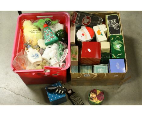 A large quantity of vintage Avon perfume bottles in two boxes mostly with contents 