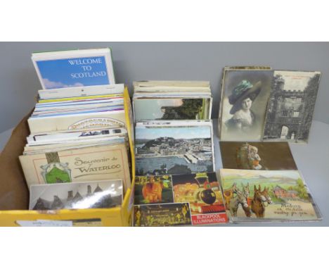 Postcards; a box of postcards, vintage to modern 