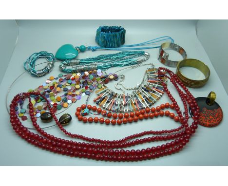 Modern jewellery including a Jaeger bangle 