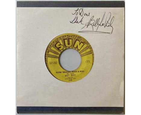 BILLY RILEY SIGNED - I WANT YOU BABY - SUN 260.  Card sleeve signed by Billy Lee Riley containing his first release on Sun of