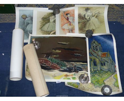 A quantity of unframed prints to include Degas, Van Gogh etc.