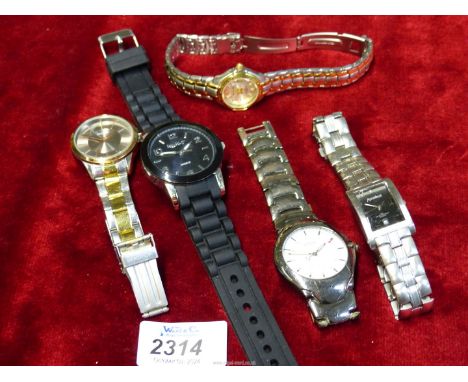 Five assorted watches including; ladies Pierre Cardin, two Sekonda, etc.