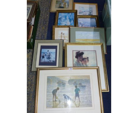 A quantity of 15 Prints to include Gillian M Hobbs Limited Edition Port Isaac beach scene, a pair of Dupnall landscapes, "Lac