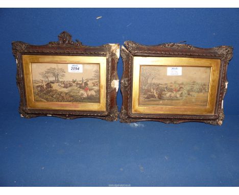 Two vintage framed Hunting prints.