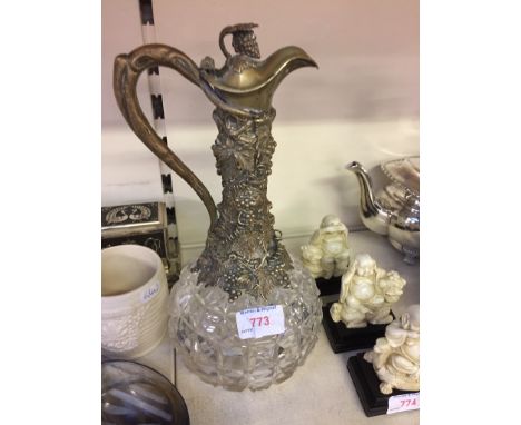 GLASS DECANTER WITH VINE EPNS MOUNTS     H4