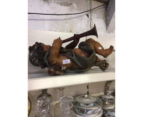 CHERUB PLAYING  A HORN FIGURE L60CM         F5