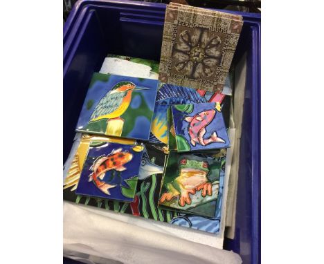 CRATE OF SALCOMBE CERAMIC DECORATIVE TILES    T1